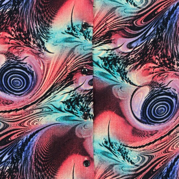 Body Glove Women's Psychedelic Swirl Button Up Short Sleeve Rayon Tee Size Large - Picture 5 of 7